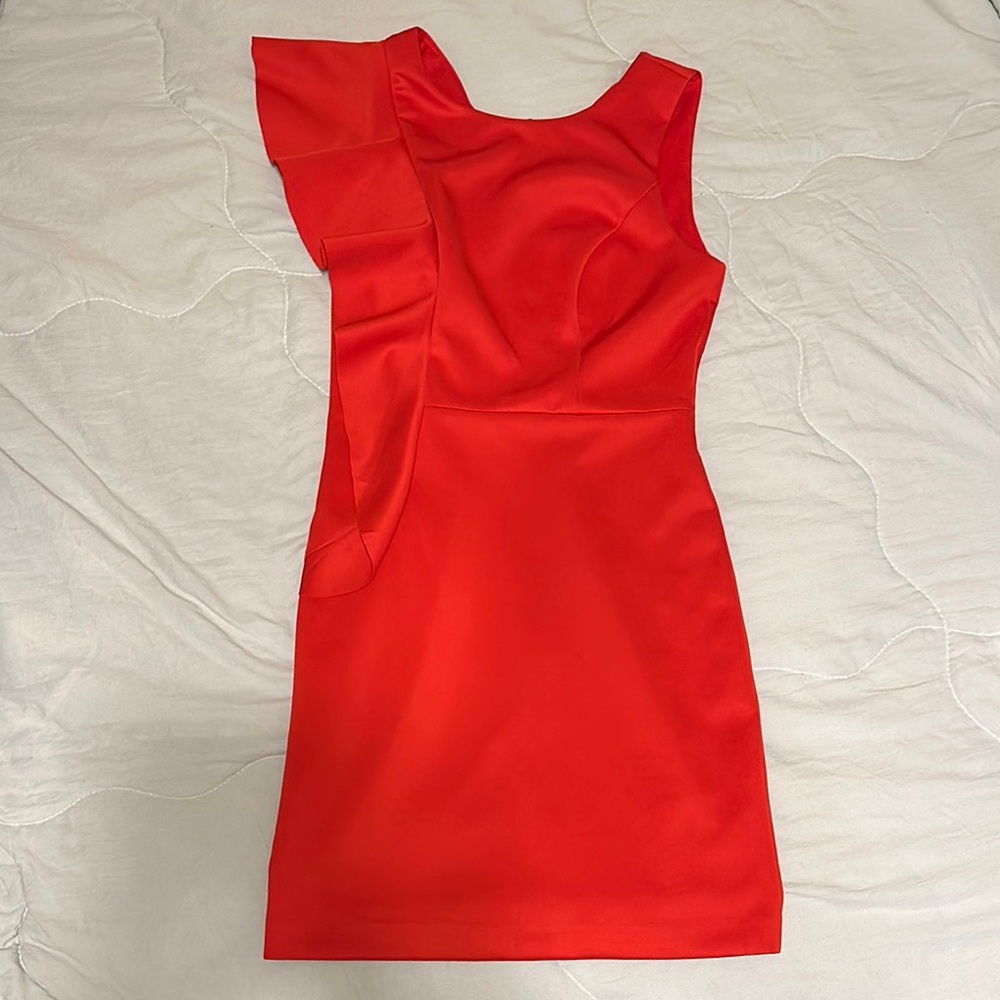 EUC Gianni Bini Elegant Red Sleeveless ruffle side Dress XS